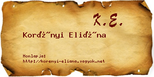 Korényi Eliána névjegykártya